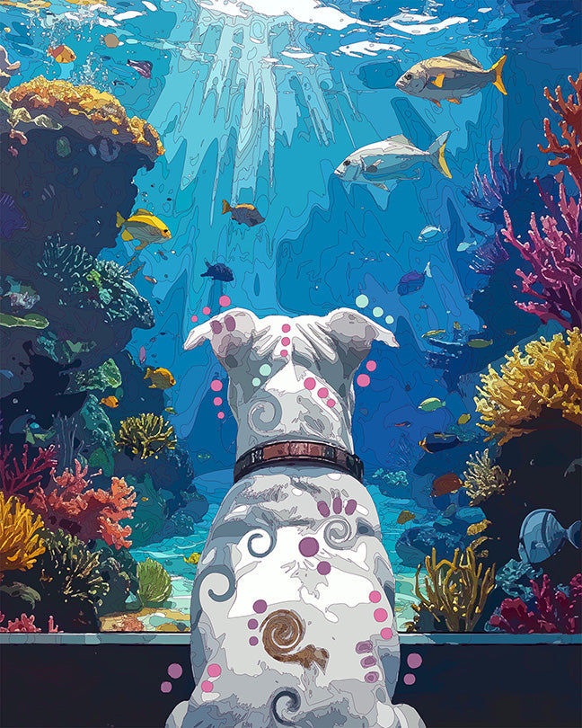 The Aquarium White Pittie Mini Print (Ltd. Edition) (081326)
