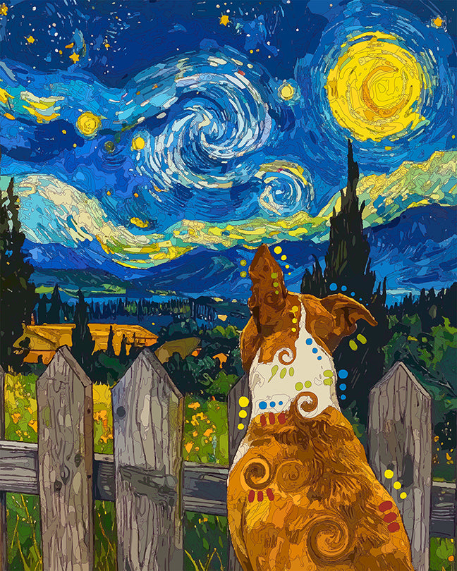 The Attentive Starry Pittie Mini Print (Ltd. Edition) (071426)