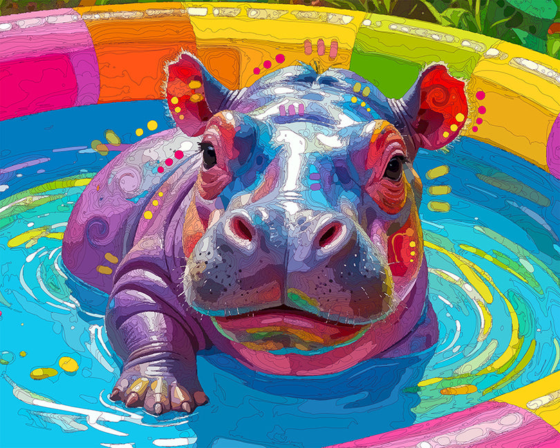 The Baby Pool Hippo Mini Print (Ltd. Edition) (090125)