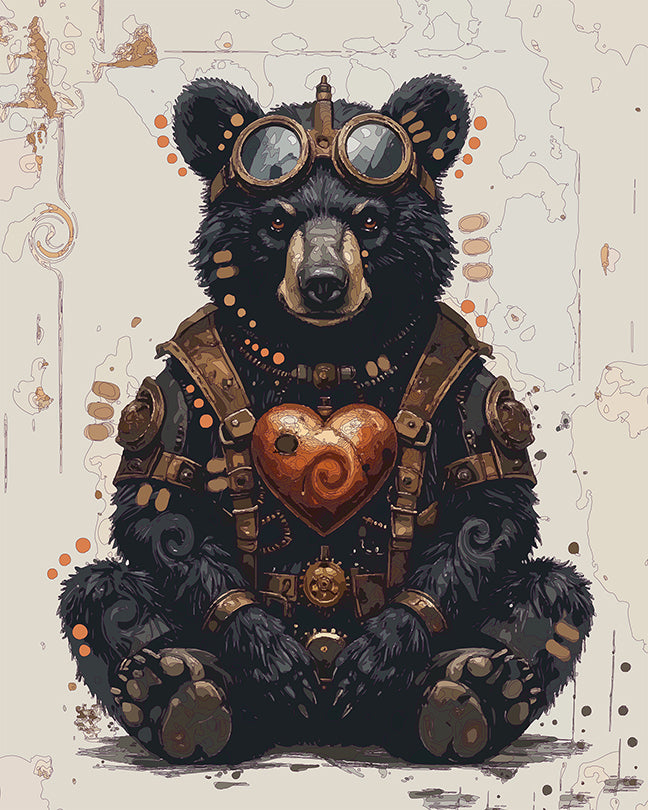 The Big Heart Steampunk Black Bear Mini Print (Ltd. Edition) (123025)