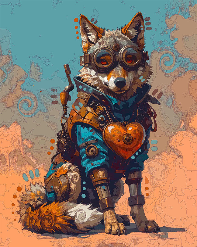 The Big Hearted Steampunk Wolf Mini Print (Ltd. Edition) (121925)