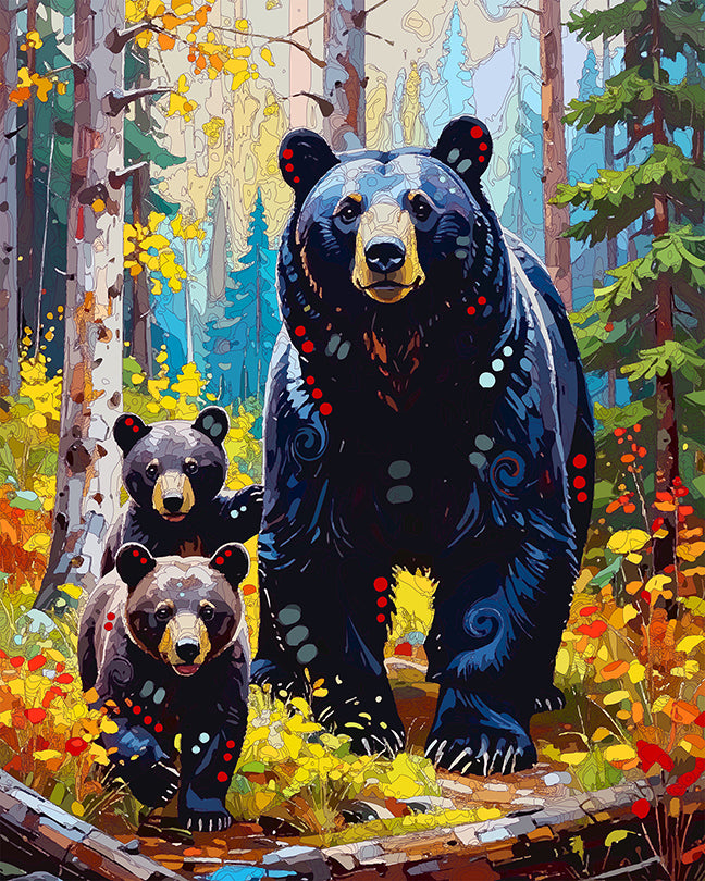 The Black Bears Stroll Again Mini Print (Ltd. Edition) (081425)