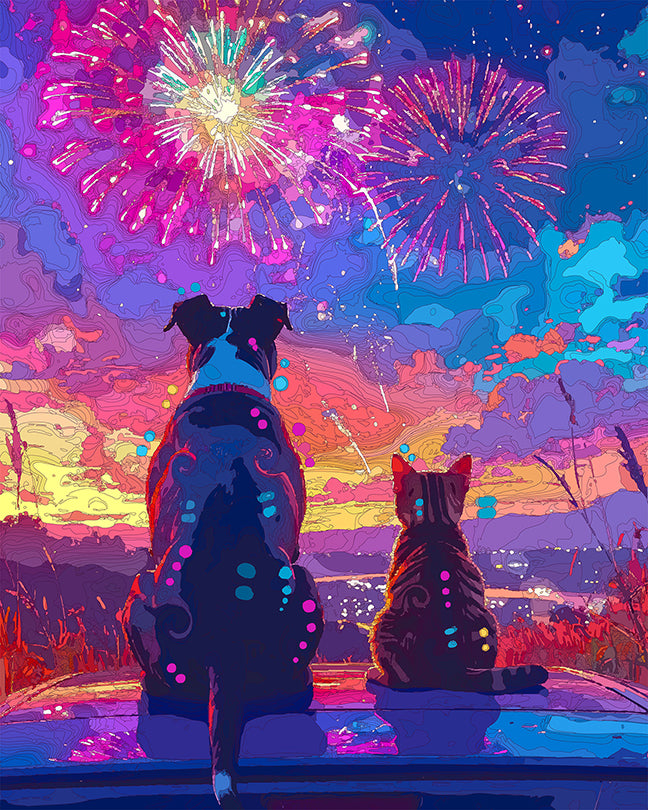 The Car Top Fireworks Spectacular Mini Print (Ltd. Edition) (060326)