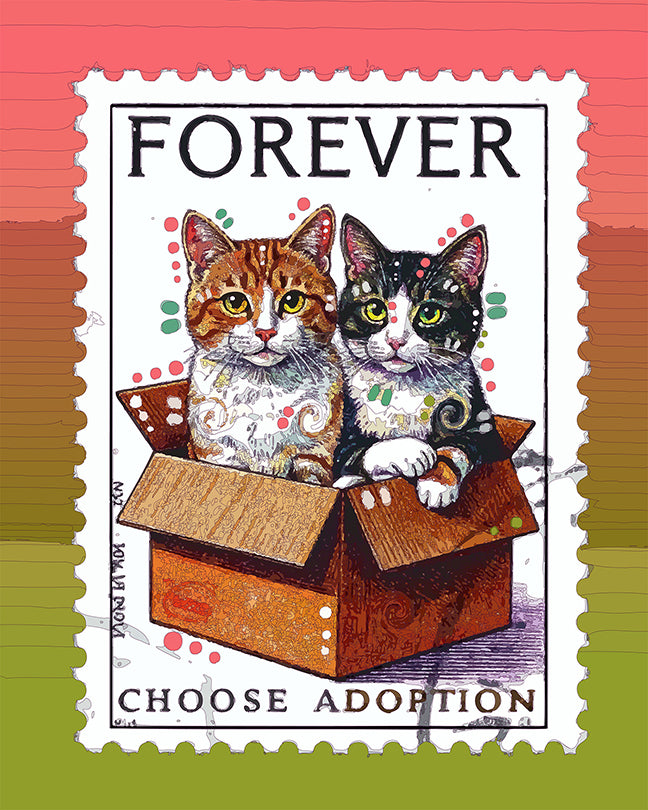 The Choose Adoption Cat Box Stamp Mini Print (Ltd. Edition) (060926)