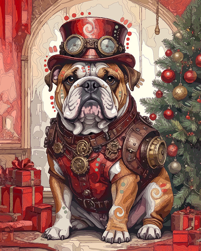 The Christmas Steampunk Bulldog Mini Print (Ltd. Edition) (121025)