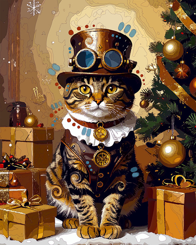 The Christmas Steampunk Tabby Mini Print (Ltd. Edition) (112025)