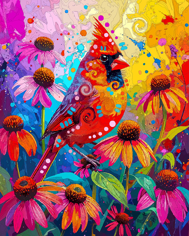 The Coneflower Garden SERIES Cardinal Mini Print (Ltd. Edition) (090326)