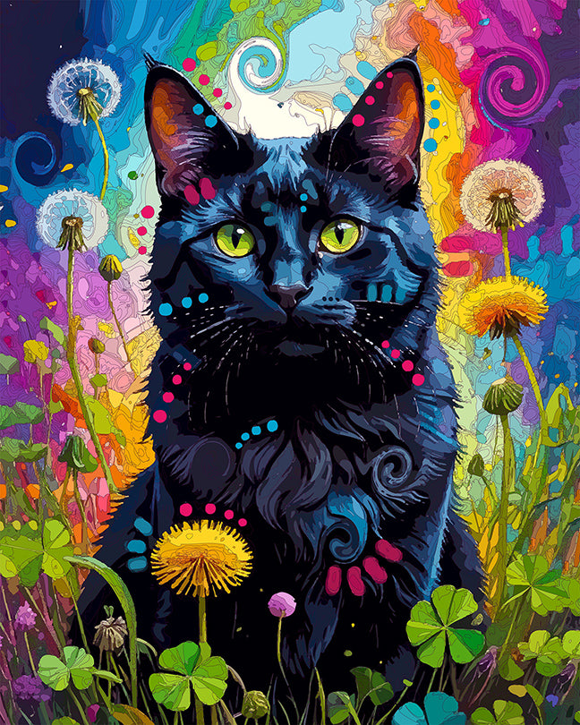 The Dandelion And Clover Black Cat Mini Print (Ltd. Edition) (020326)