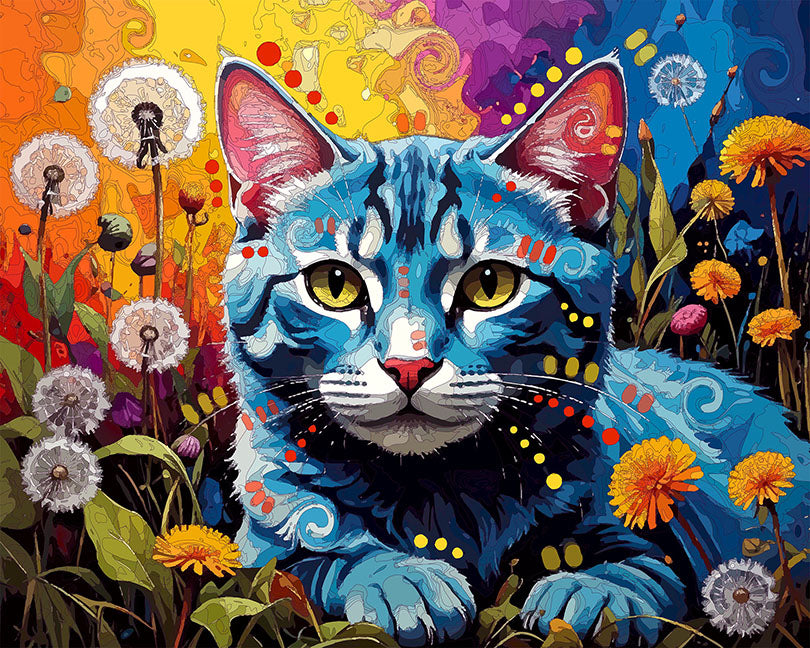 The Dandelion Garden Blue Tabby Mini Print (Ltd. Edition) (012026)