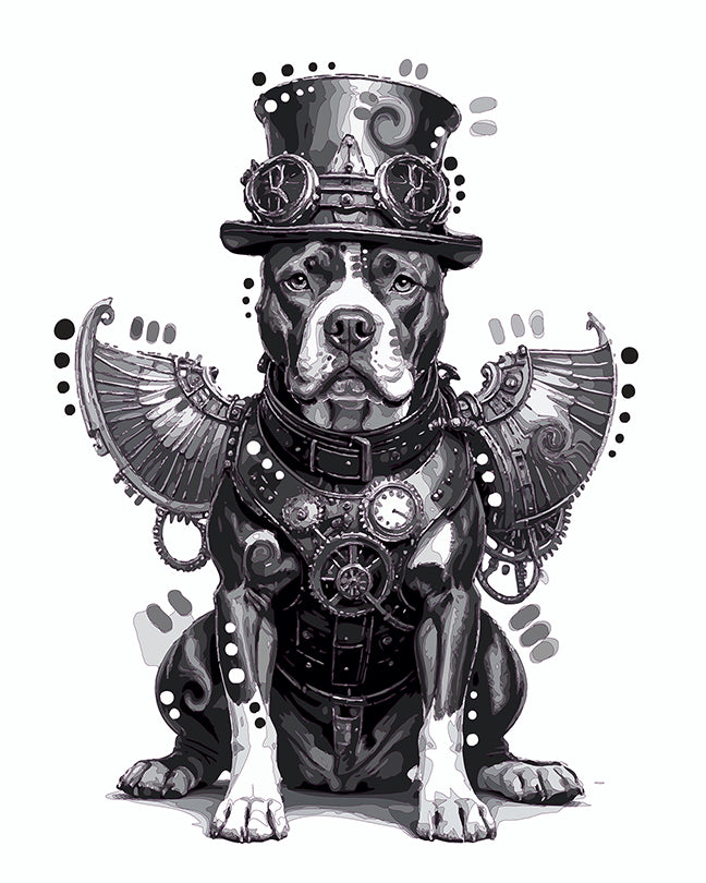 The Deco Wing Steampunk Pittie Mini Print (Ltd. Edition) (052626)