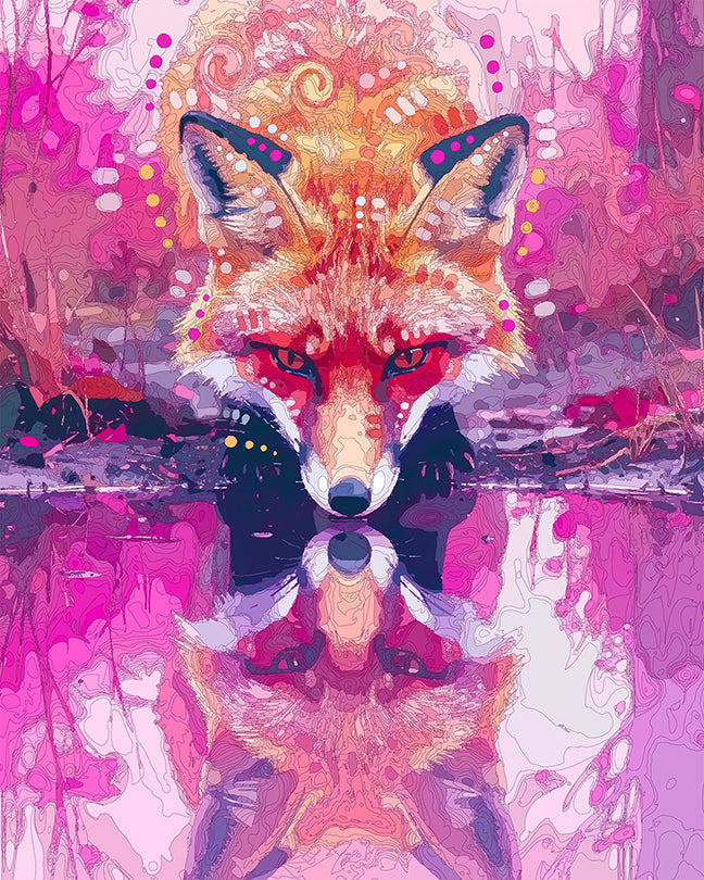 The Dreamy Reflection Fox Mini Print (Ltd. Edition) (100325)