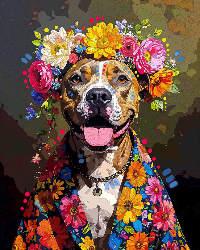 The Floral Forward Pittie Mini Print (Ltd. Edition) (121525)