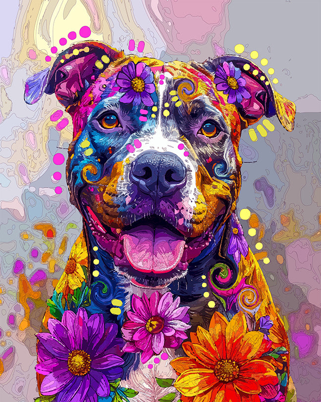 The Flower Charmed Pittie Mini Print (Ltd. Edition) (090326)