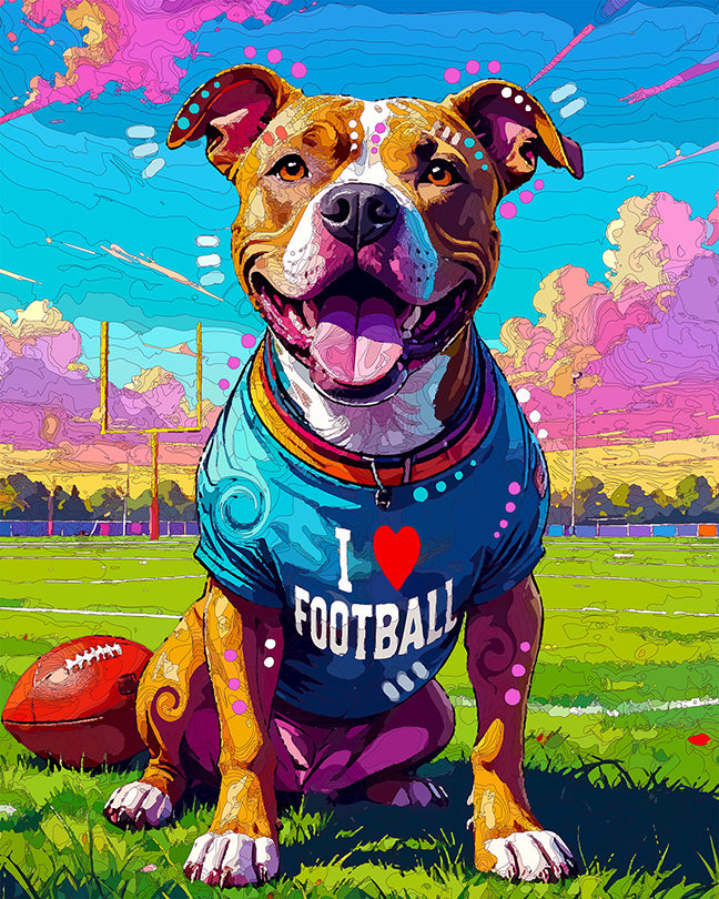 The Football Fan Pittie Mini Print (Ltd. Edition) (092525)