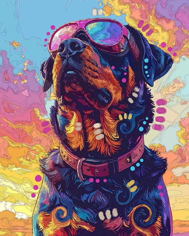 The Goggle Rottie Sun Worship Mini Print (Ltd. Edition) (020326)