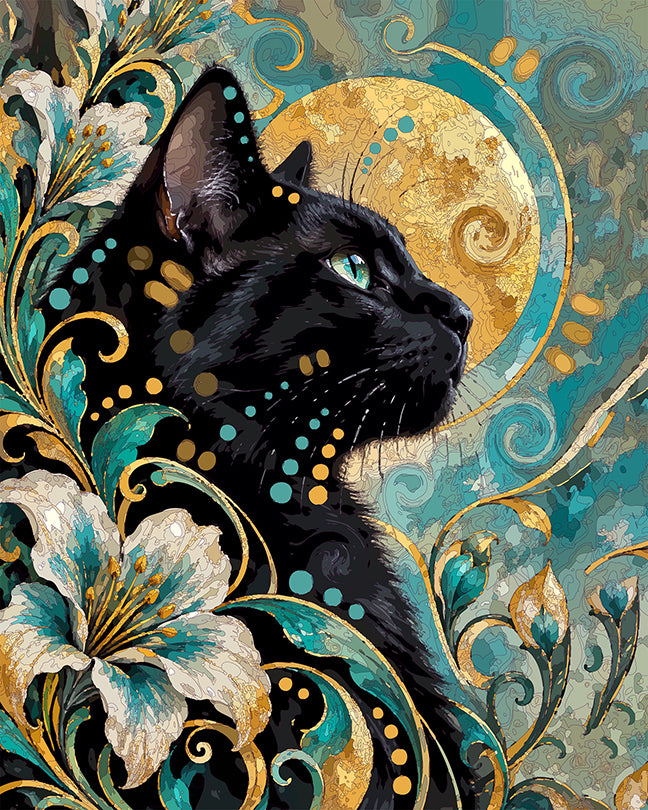 The Golden Midnight Moon Cat Mini Print (Ltd. Edition) (091526)