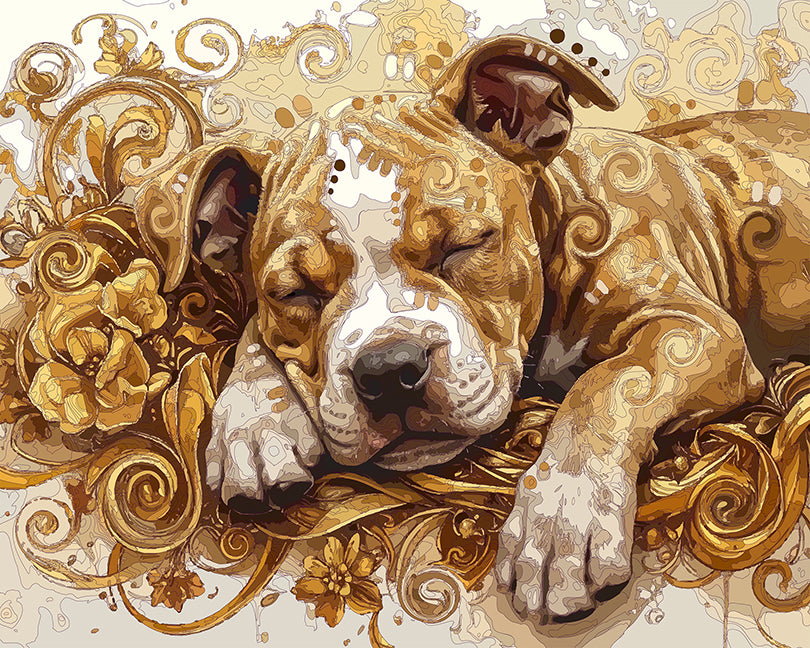 The Golden Slumber Pittie Pup Mini Print (Ltd. Edition) (112425)