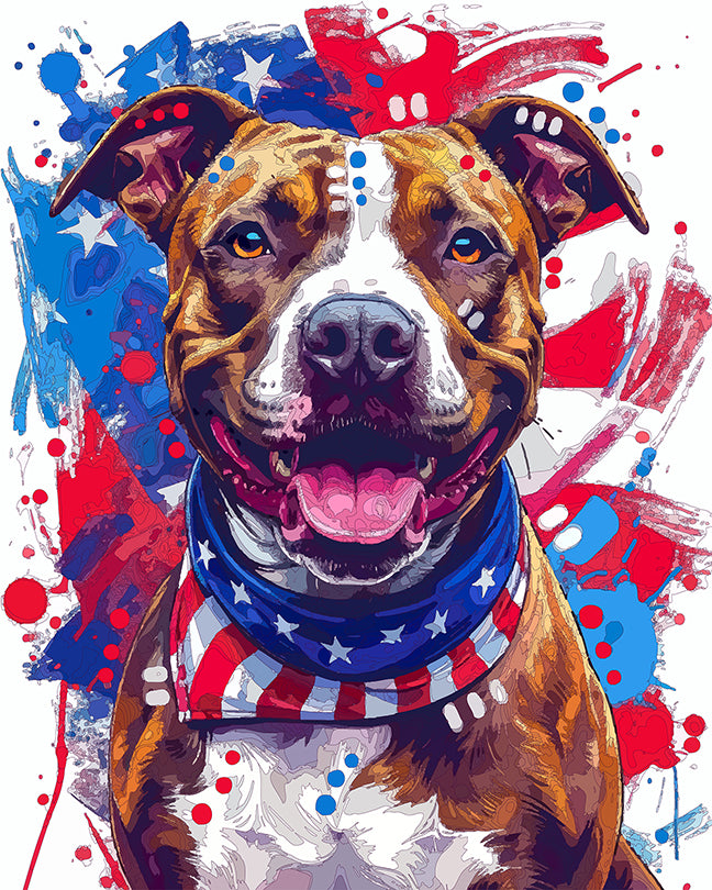 The Happy American Pittie Mini Print (Ltd. Edition) (063026)