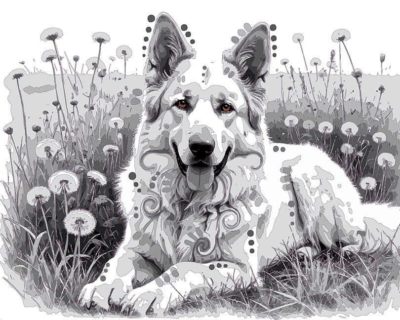 The Happy White Dandelion Shep Mini Print (Ltd. Edition) (021326)