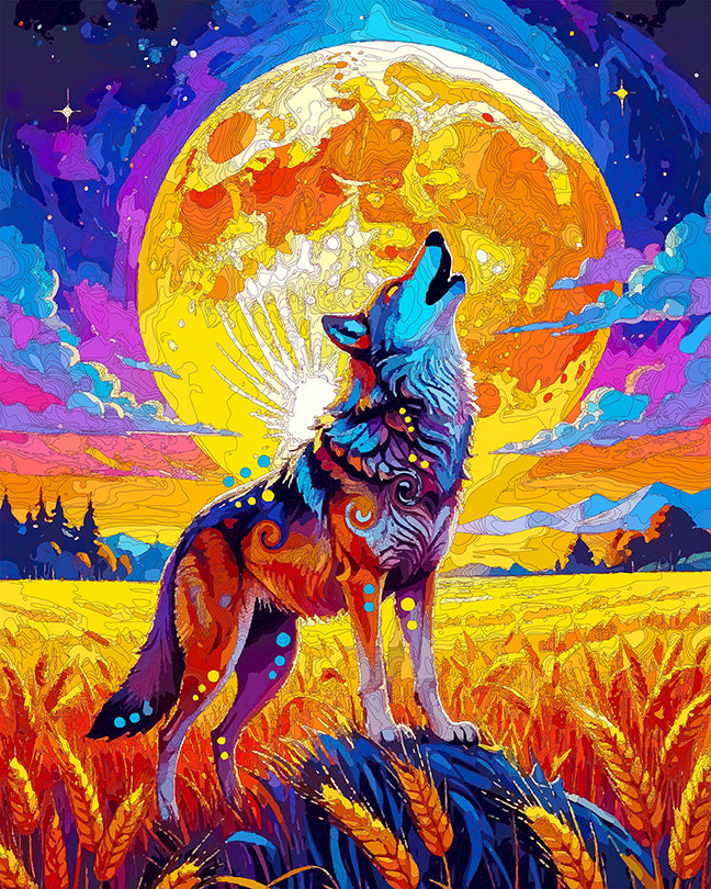 The Harvest Moon Wolf Mini Print (Ltd. Edition) (090325)