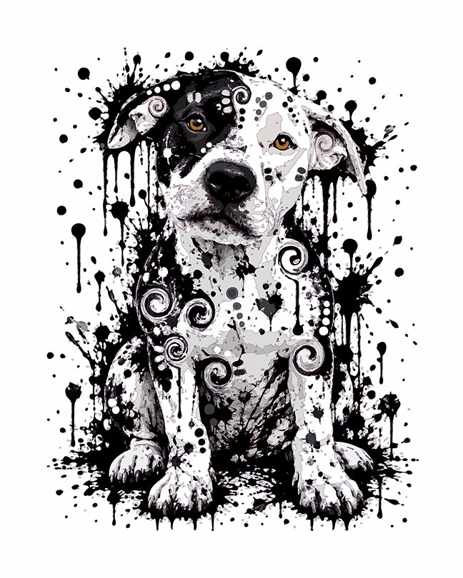 The Ink Splash Black And White Pittie Mini Print (Ltd. Edition) (102626)