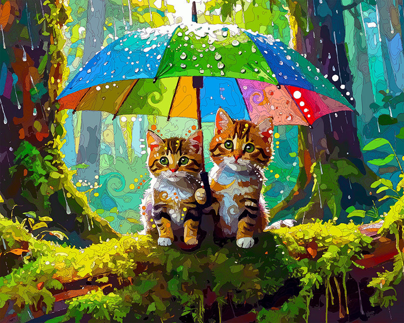 The Mossy Umbrella Cats Mini Print (Ltd. Edition) (073026)