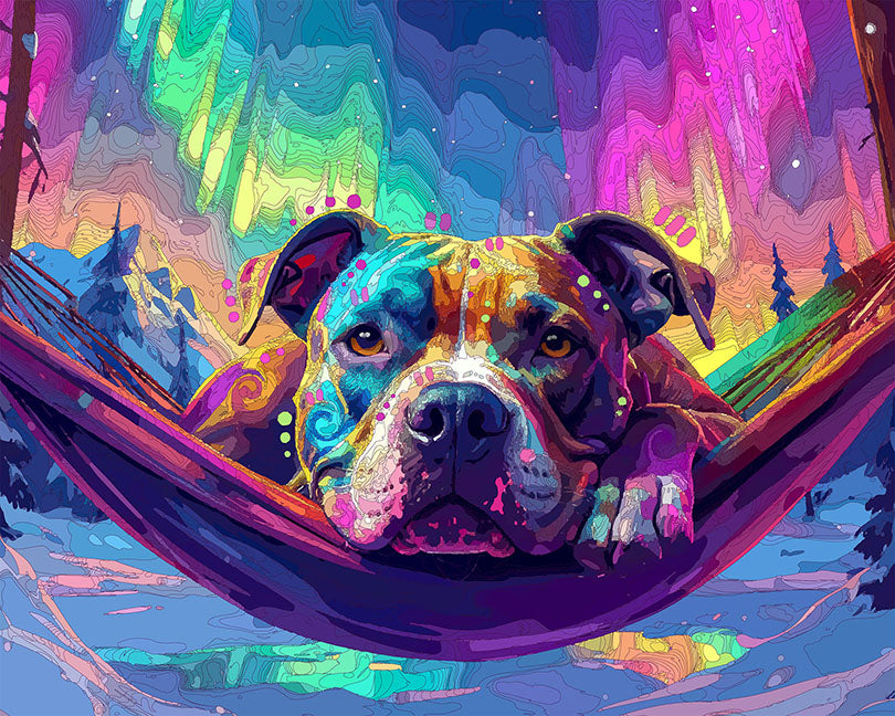 The Northern Lights Hammock Pittie Mini Print (Ltd. Edition) (030626)