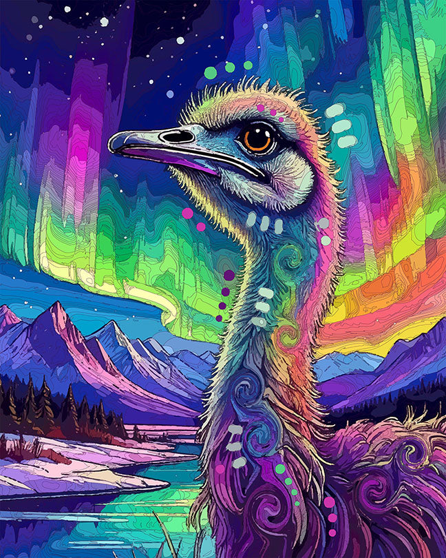 The Northern Lights Ostrich Mini Print (Ltd. Edition) (022726)