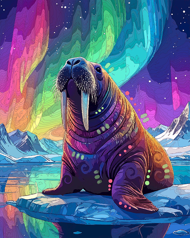 The Northern Lights Walrus Mini Print (Ltd. Edition) (010626)
