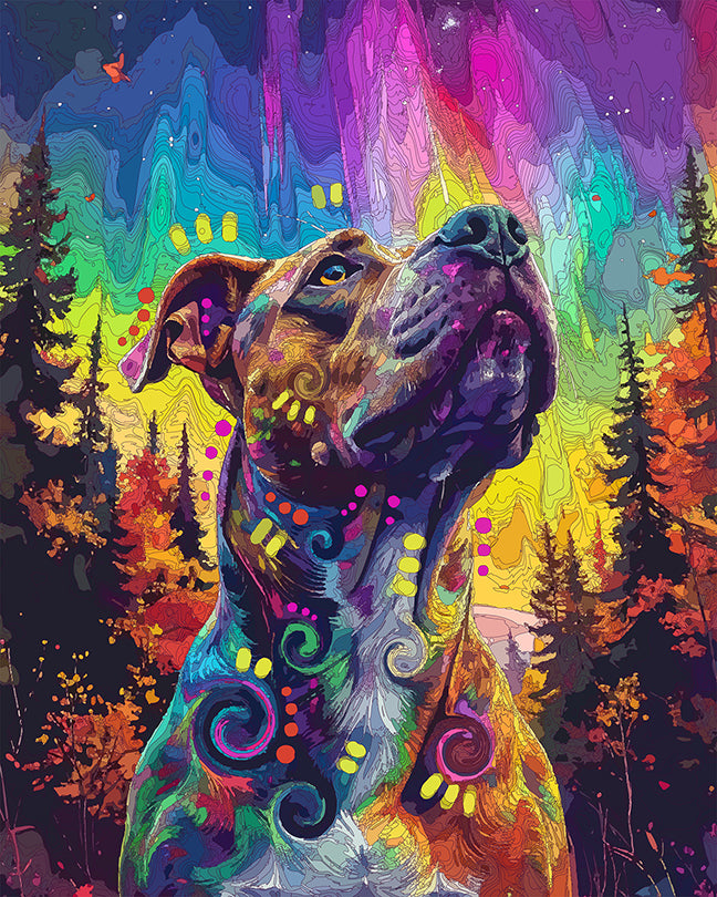 The Northwest Fall Aurora Pittie Mini Print (Ltd. Edition) (090826)