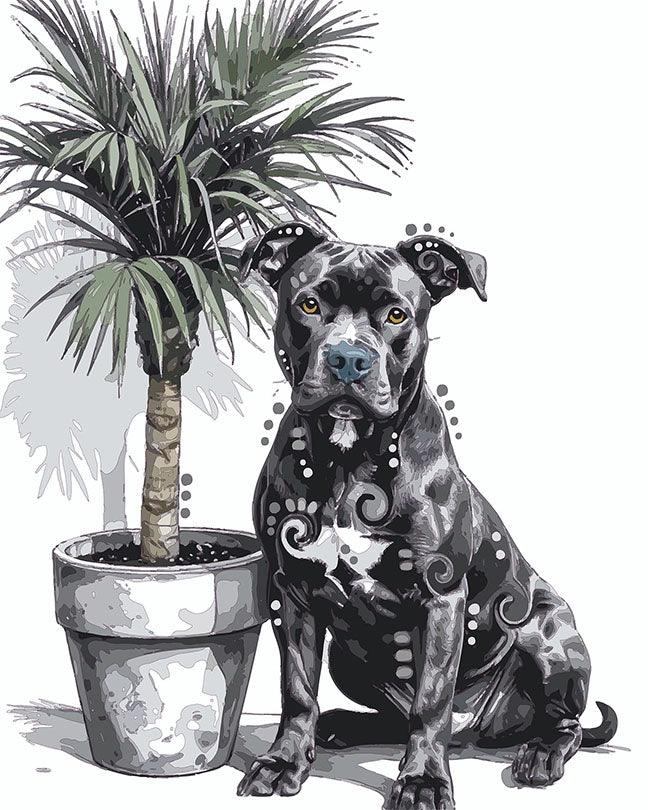 The Palm Pose Pittie Mini Print (Ltd. Edition) (111225)