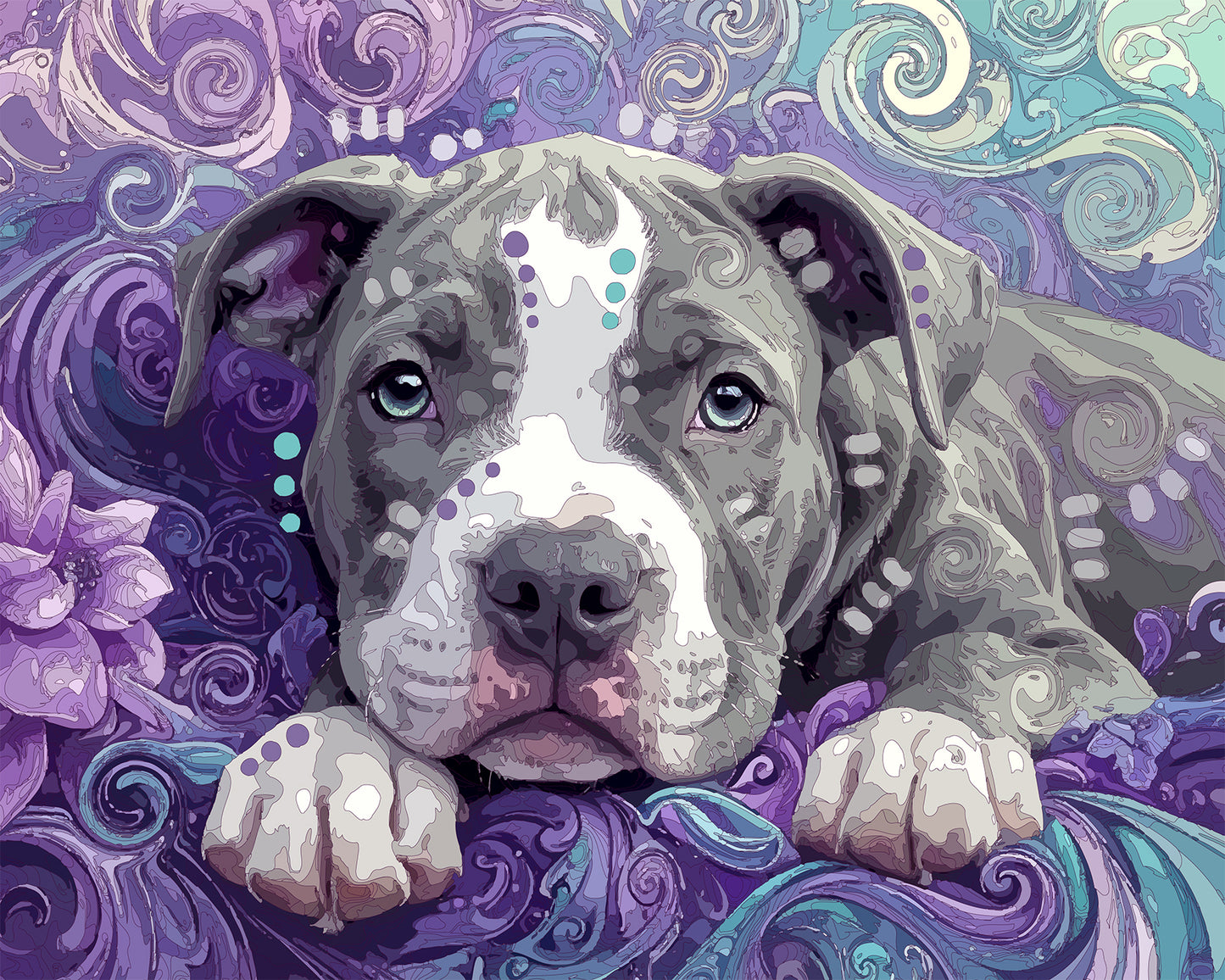 The Posh Purple Pittie Pup Mini Print (Ltd. Edition) (112125)