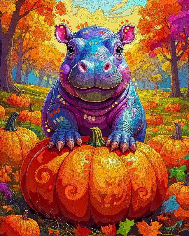 The Pumpkin Poser Hippo Mini Print (Ltd. Edition) (100625)