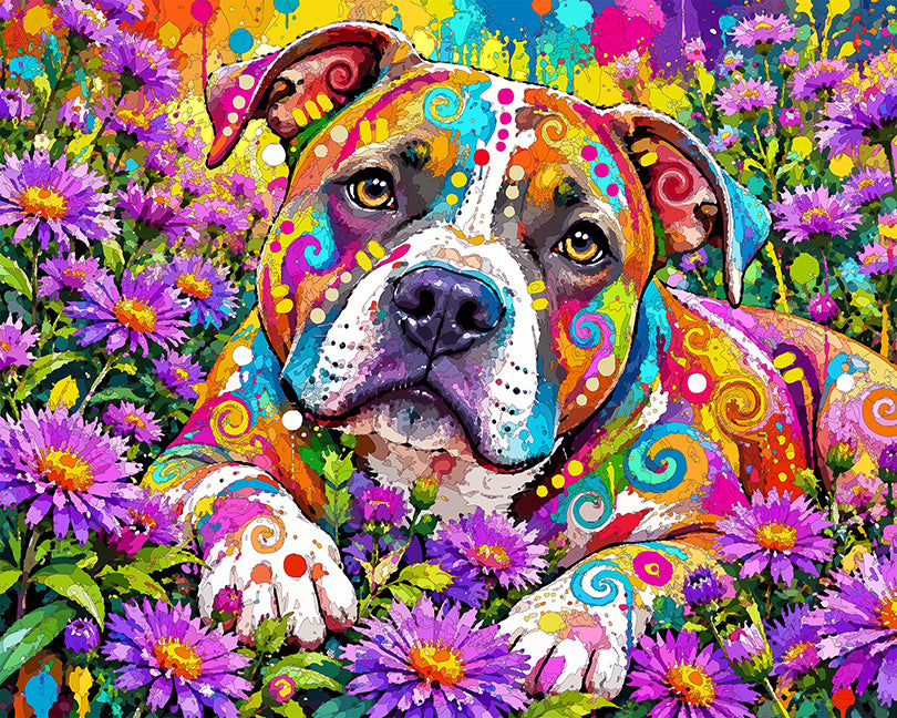 The Purple Aster Field Pittie Mini Print (Ltd. Edition) (100826)