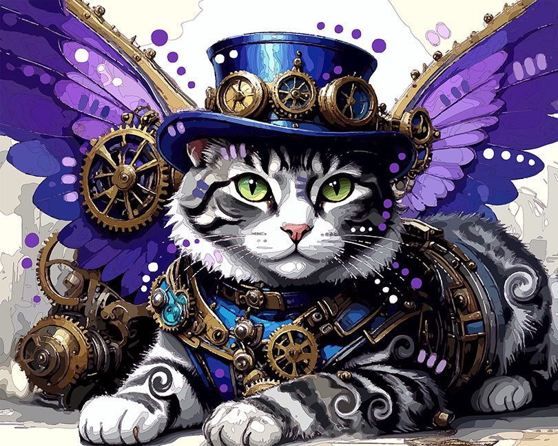 The Resting Steampunk Angel Tabby Mini Print (Ltd. Edition) (060526)