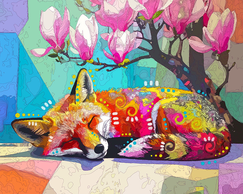 The Sleeping Magnolia Fox Mini Print (Ltd. Edition) (082225)