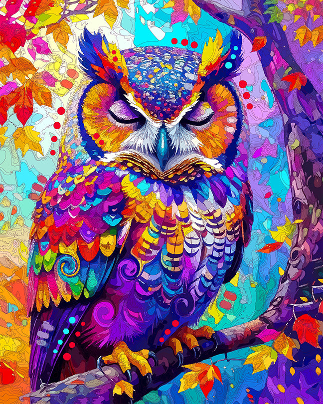The Sleepy Fall Owl Mini Print (Ltd. Edition) (090125)