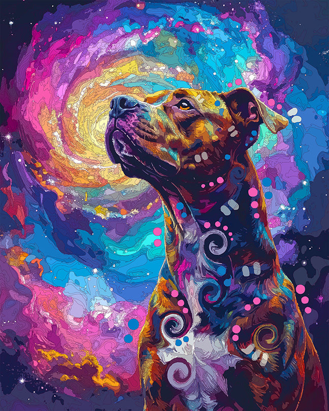 The Spiral Galaxy Pittie Mini Print (Ltd. Edition) (081826)