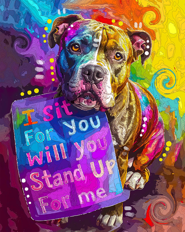 The Stand Up Sitting Pittie Mini Print (Ltd. Edition) (051526)