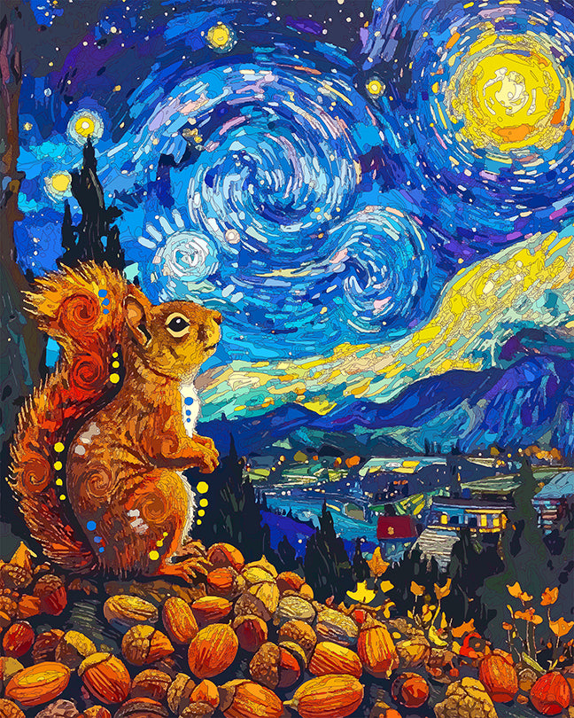 The Starry Acorn Mound Squirrel Mini Print (Ltd. Edition) (062926)