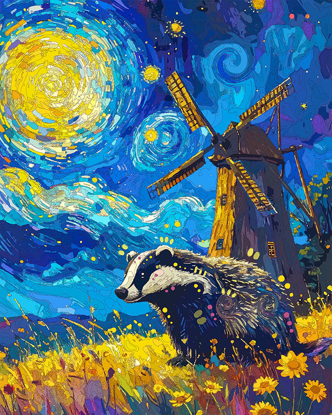 The Starry Amsterdam Badger Mini Print (Ltd. Edition) (070826)