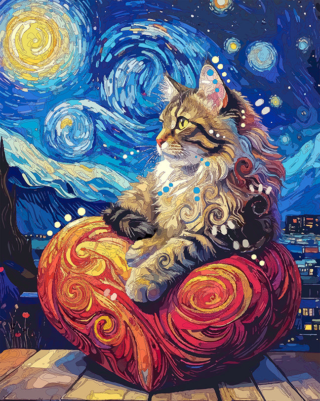 The Starry Heart Lounge Cat Mini Print (Ltd. Edition) (062626)
