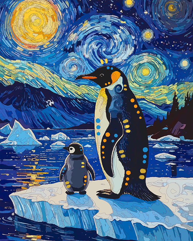 The Starry Iceberg Penguins Mini Print (Ltd. Edition) (070126)