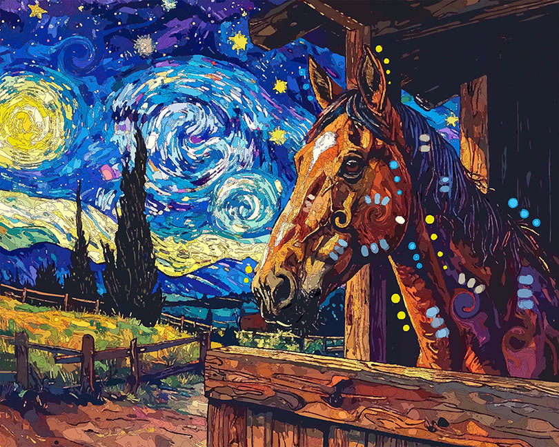 The Starry Night Horse Stall Mini Print (Ltd. Edition) (020626)