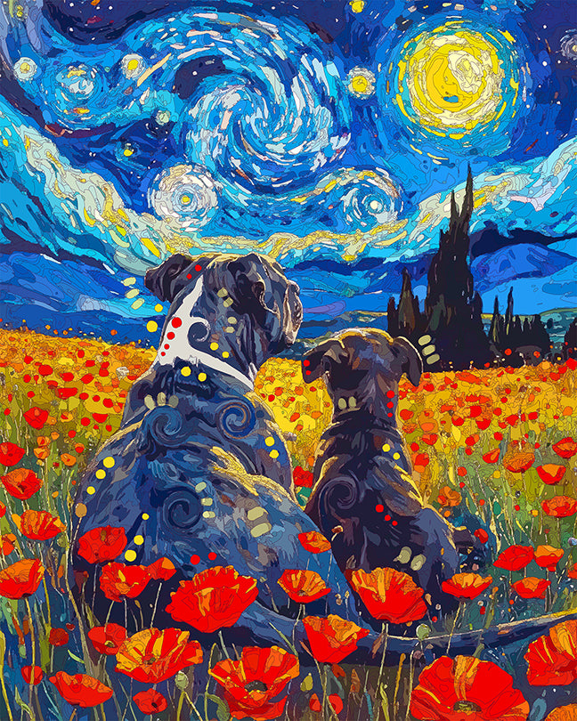 The Starry Poppy Pitties Mini Print (Ltd. Edition) (070726)