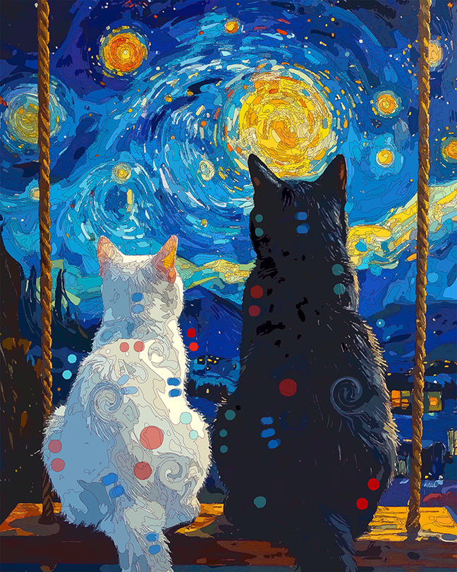 The Starry Swing Cats Mini Print (Ltd. Edition) (061126)