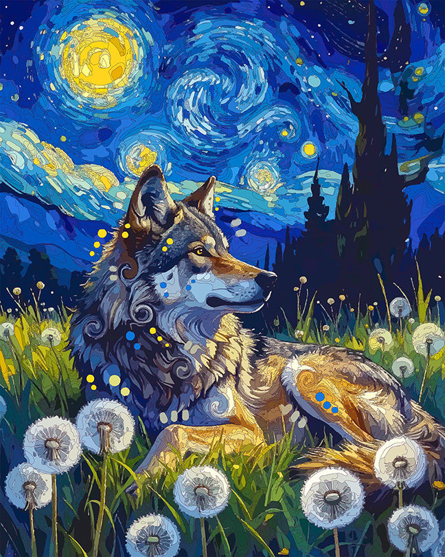 The Starry Wish Wolf Mini Print (Ltd. Edition) (073026)