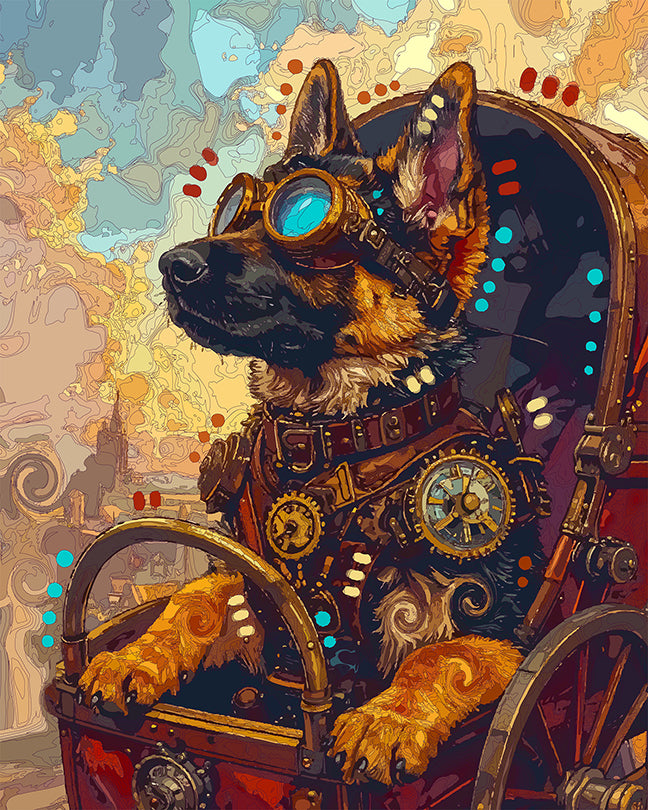 The Steampunk Carriage Pup Mini Print (Ltd. Edition) (062226)
