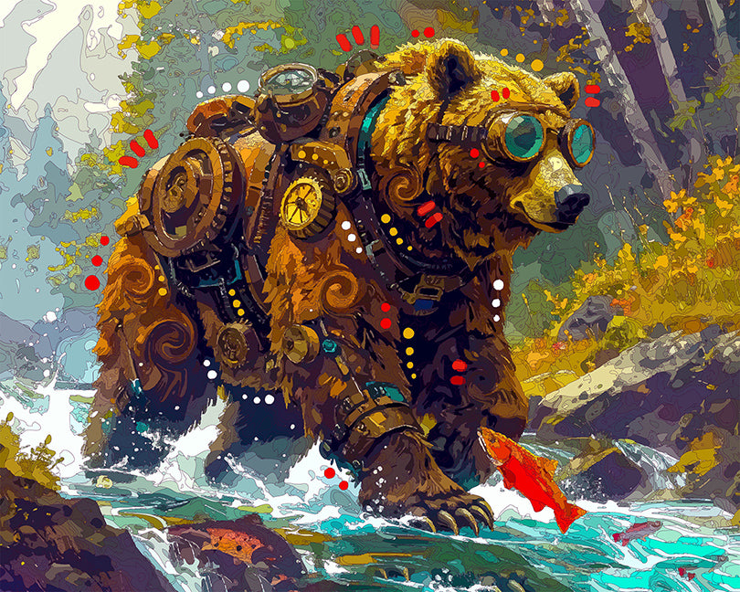The Steampunk Salmon Hunter Mini Print (Ltd. Edition) (060126)