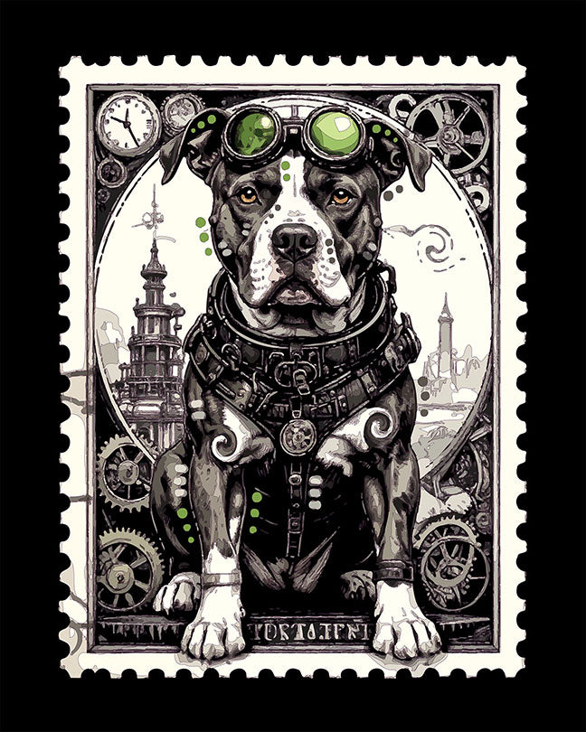 The Steampunk Stamp Pittie Mini Print (Ltd. Edition) (033026)